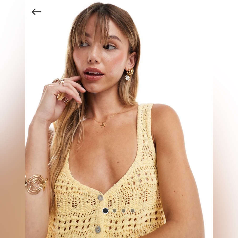 Yellow Crochet Button-Up Top from ASOS NWOT